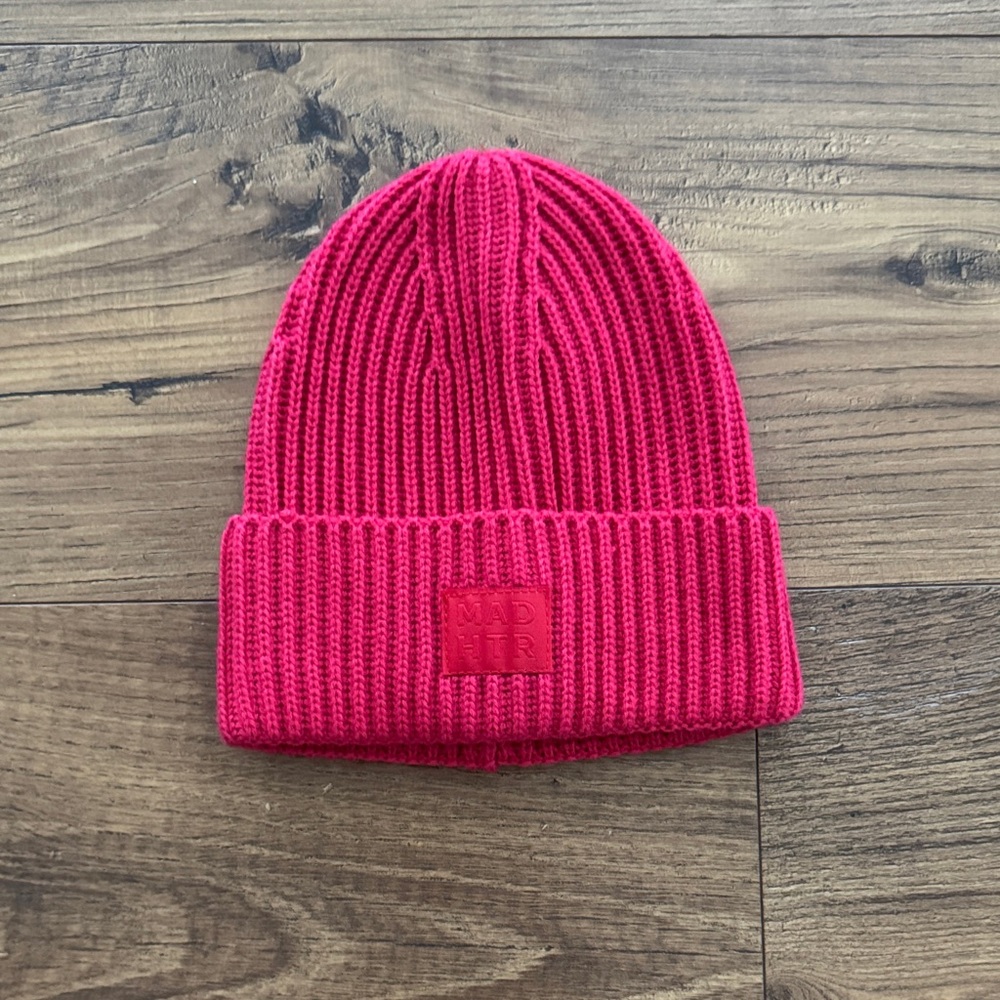 Mad Hatter toddler red ribbed knit beanie hat